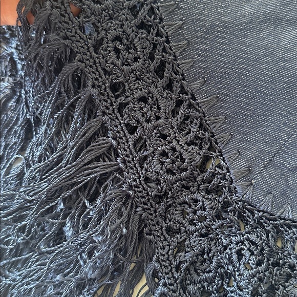 VTG Women’s Silk‎ Cotton Blend Embroidered Fringe Boho Coastal Cowgirl Skirt 14 - Picture 7 of 12